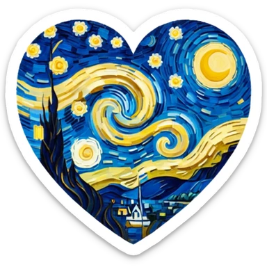 Vangogh starry night heart sticker