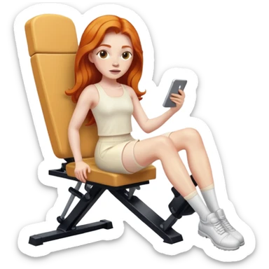 Ginger girl leg press middle part hair cream outfit sticker