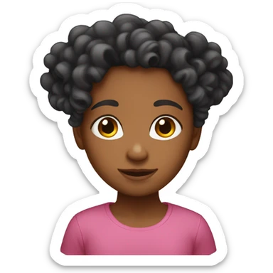 A girl with curly long hair and Dominican sticker