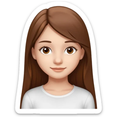make a teenage 17 year old woman emoji with straight long brown hair and brown eyes with pretty eyelashes wearing a white top  sticker