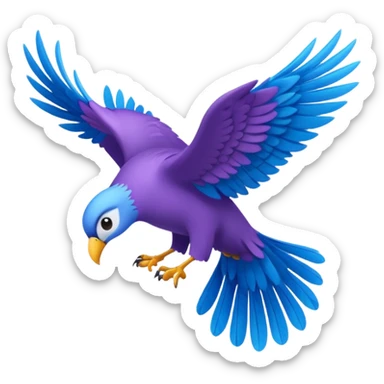 una pluma de ave morada con azul sticker