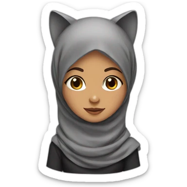 hijab girl with a cat on head sticker