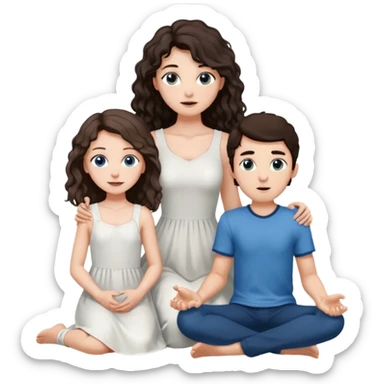 white girl, dark brown long slightly curly hair , skinni but with big breast , septum piercing on nose, beautiful dark gray-blue eyes, in white dress , boy dark brown eyes , light white skin , tall , skinny , light brown mid haircut ,  on his knee asking her to be hos wife sticker