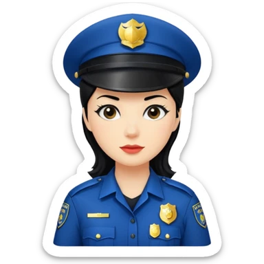 police woman with black hair sticker