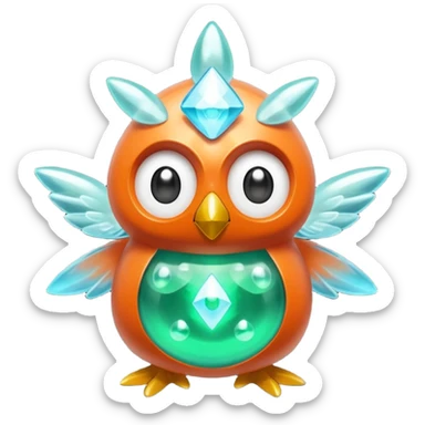 elemental ghostly flammable oily electrical ghastly sparkly Rotom-Budew-Rowlet-Pokémon-Fakémon-hybrid-creature sticker