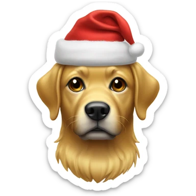 Golden in Christmas hat sticker