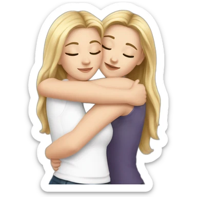 White Girl hugs white girl sticker
