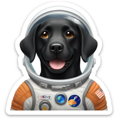 happy black labrador in Mars spacesuit sticker