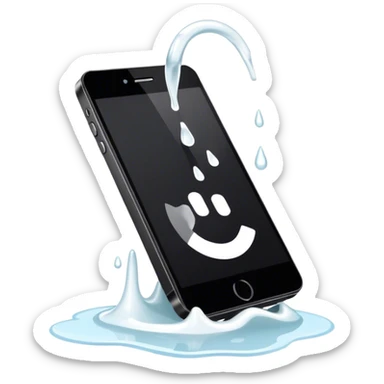 a black phone screen with some white liquid spilt on it sticker