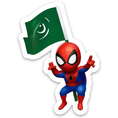 Spider-man waving Pakistan flag sticker