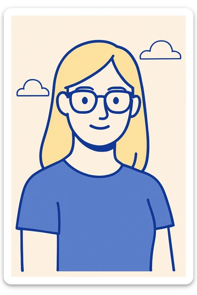 minimal flat design of a blonde woman with glasses sticker