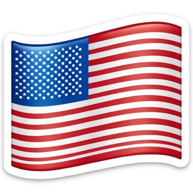 American flag, simplified, red and white horizontal stripes, blue field with white stars, no text sticker