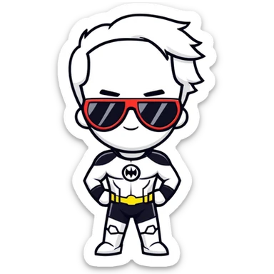 Superhero with sunglasses  sticker