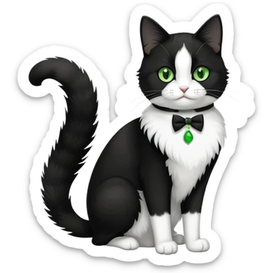 green eyed tuxedo cat full body sticker