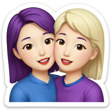 Korean lesbians, kissing sticker