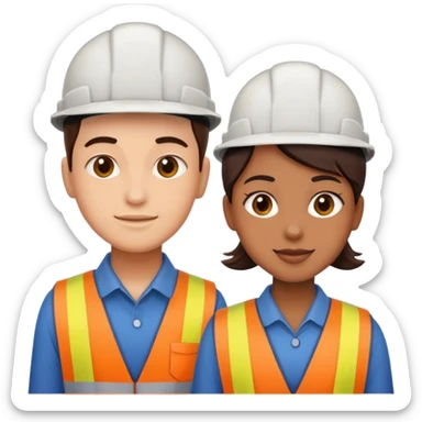 create a realistic emoji of two working packaging workers. one of them starting the work and the other one finished sticker