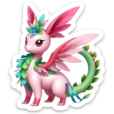 Shiny Exotic Cute Majestic Ethereal Sparkly Flygon-Sylveon-Shaymin-Meganium-Hybrid-Creature sticker