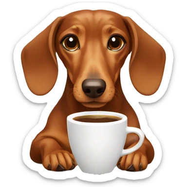 Dachshund drinking a coffee sticker