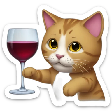 Cha cat drinks wine sticker