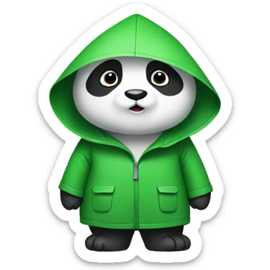 Panda wearing a green raincoat  sticker