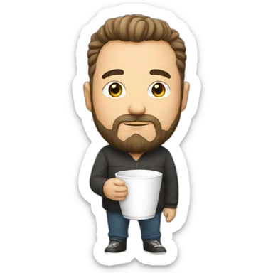 Man little fat with  cup white, with guatee beard , amazing sticker