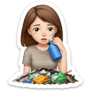 brown haired girl who smells like garbage with it around her sticker