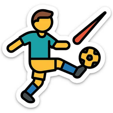 color outline icon of a soccer player with a laser beam sticker
