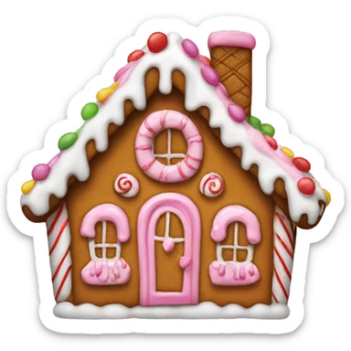 Gingerbread house pink sticker