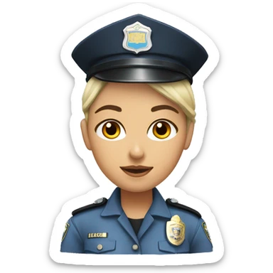 Mujer policía local piel blanca y pelo moreno  sticker