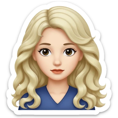 mid-hair long normal wavy hair with black eyes, and white skin sticker