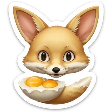 fennec eating a  full raw egg sticker