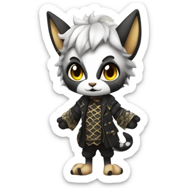 an edgy cute kawaii vernid-fionbri with splash patterns full body sticker