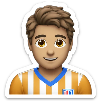 Jeune footballeur avec le numero 8 de couleur   de bleu et peau blanche et de cheveux brun et court sticker