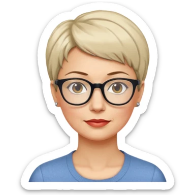 femme 40 ans lunettes cheveux très courts sticker