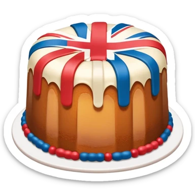 A delicious pound cake with London-inspired decorations sticker