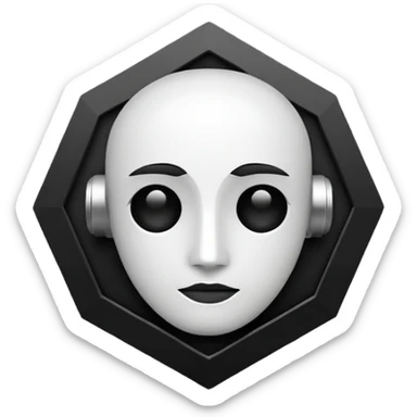 Create an emoji in which it is representing AI logo similarly like the logo of Chat GPT ,Gemini but different completely different and very professional not simple and try to make it in black and white colour sticker