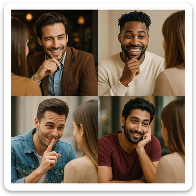 charming man flirting, varied styles, different types of men, different flirting situations sticker