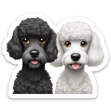 two poodles one black one grey sticker
