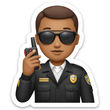 school security, sun glasses, holding walkie-talkie sticker