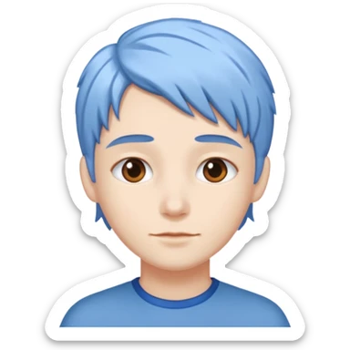 He was born with fair skin and slightly  white and blue hair. sticker