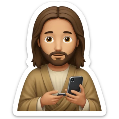Jésus sur son téléphonesur son téléphone en train de le regarder sticker