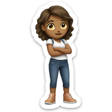 girl with arms crossed hip dropped and leg bent out sticker