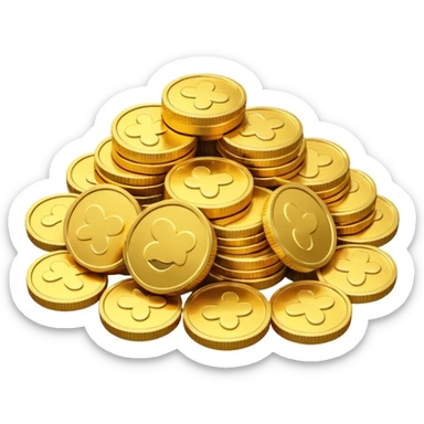 small pile of gold coins, 3D emoji style, shiny gold, no symbols, no text,  sticker