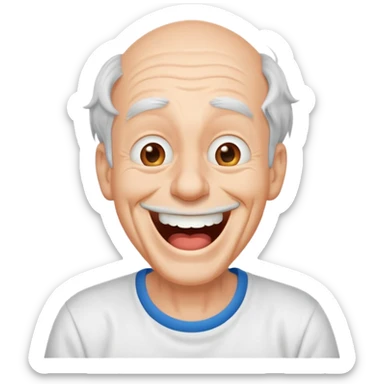 Goofy man with white tshirt laughing sticker