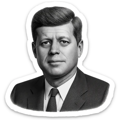 realistic icon of John F. Kennedy, clean and focused, no background sticker