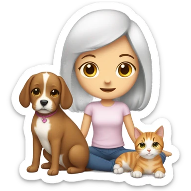 Animal lover girl, dog plus cat sticker
