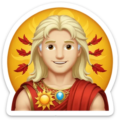 Apollo, Sun God from Rome Mythology with long platinum blonde hair, pale yellow outfit sticker