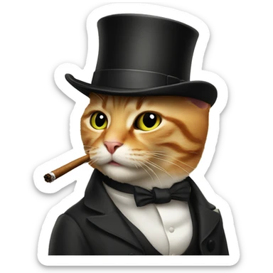 cat with a cigar and tophat sticker
