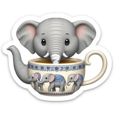 elephant with tea cup sticker