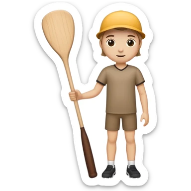 make a stick with legs and arms and a cute face with holding a wooden bat sticker